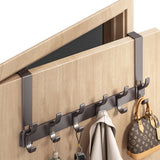 Over the Door Hooks with 6 Hooks Sturdy Door Hanger Organizer Gray