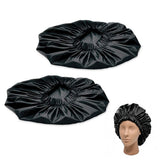 2 PCS Extra Large Waterproof Reusable PEVA Shower Caps for Long Hair Black