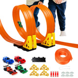 4M Flexible Race Track Toy DIY Bendable Ramp with Suction Cups Roll-Up Car Track Set Orange