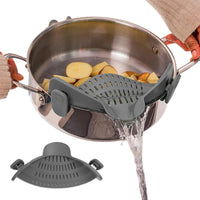 Clip-On Silicone Kitchen Strainer – For Pasta  Noodles  Vegetables  Fruit Gray