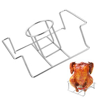 Beer Can Chicken Holder Stainless Steel Stand with Handle for Grill & Smoker Style 2