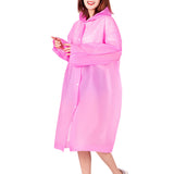 Reusable Unisex Raincoat Non-Disposable Raincoat Waterproof Hooded Poncho Pink
