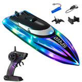 LED Transparent RC Speedboat Dual Motor with 2.4G Remote Control Blue
