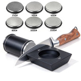 Four Angle Knife Sharpener Kit Rolling with 6 Diamond Discs Angle Guide  Black