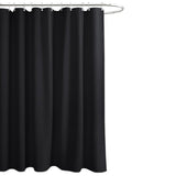 Water Resistant Waffle Shower Curtain with 12 Rustproof Metal Rings Black