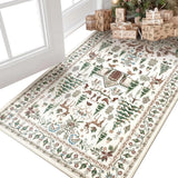 Christmas Crystal Velvet Area Rug Vintage Non Slip Living Room Style 2