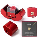 Eternal Preserved Rose Gift Box with Necklace for Mom Wife Girlfriend Gold