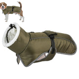 Winter Dog Coat Water Repellent Jacket for Small and Large Breeds Army Green