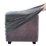 Silver Fox Velvet Footstool Cover High Stretch Square Machine Washable Gray