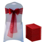 10 Pcs Organza Wedding Chair Sashes Bow Back for Party Decor Red
