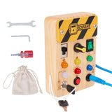 Busy Board Montessori Toy for 6-Year-Olds Wooden Sensory Travel Toy Style 1