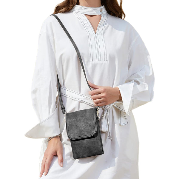PU Leather Women’s Crossbody Bag with Adjustable Strap Small Cell Phone Purse Black