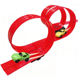 5-Meter Flexible Race Car Track with Base and 360-Degree Rotating Cars for Home Play Red