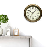 Silent Battery Operated Quartz Metal Wall Clock for Home Gold
