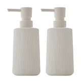 2PCS Ribbed Glass Soap Dispenser Bottles 350ml for Bathroom and Kitchen White