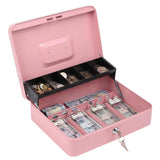 Locking Cash Box with Lock Money Box with Cash Tray Secure Box Pink