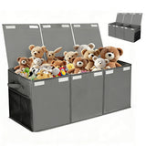 Foldable Toy Storage Organizer Box with Lid & Dividers Gray Large