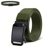 Stretch Tactical Belt for Men Military Work Rigger Hiking Nylon Web Ratchet Quick Release Belt Green