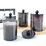 4 PCS Qtip Holder Set Bathroom Jars with Lids Set for Cotton Swabs Balls Pads Black