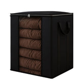 Clothes Storage Foldable Thick Fabric Blanket Storage Bags With Handle Black