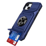 Wallet Card Slot Shockproof Protective Case Compatible With iPhone 17 and 18 Series Blue