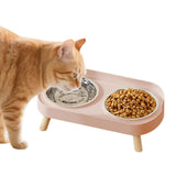 Elevated Double Stainless Steel Pet Food and Water Bowl Set Pink