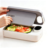 900ml Electric Heated Lunch Box Stainless Steel for Work School Grey