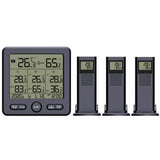 Digital Thermometer Hygrometer with 3 Wireless Sensors Indoor Outdoor Temperature Humidity Monitor Black