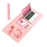 Large PU Leather Gaming Keyboard Mouse Pad Mat for Office Home Pink