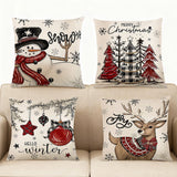 Set of 4 Christmas Pillow Covers Decorative Throw Covers for Sofa Home Decor Style 2