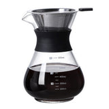 600ml Pour Over Coffee Maker High-Heat Borosilicate Glass with Reusable Stainless Steel Filte