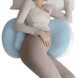 Portable W Shaped Pregnancy Pillow Maternity Support for Side Sleepers Blue