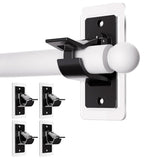 4PCS Self Adhesive Curtain Rod Bracket Universal Plastic Curtain Rod Holders for Bathroom Bedroom Kitchen Black