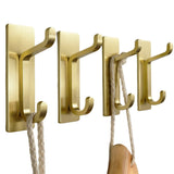 4 PCS Stainless Steel Double Adhesive Hooks with 3kg Capacity Gold
