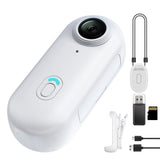 Mini Thumb Action Camera – Portable Wearable Body Cam with Rotating Clip White