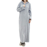 Unisex Bathrobe for Womens Flannel Fleece Robes Winter Warm Housecoat Nightgown Sleepwear Grey