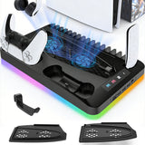 PS5 Slim/Pro Docking Cooling Station with Controller Charger & RGB Light Black