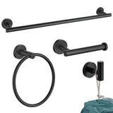 4 Pcs Stainless Steel Bathroom Hardware for Bathroom Wall Mounted Black