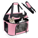 Pet Carrier Cat Travel Bag Portable Soft Sided Comfort Case Pink