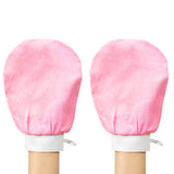 2Pcs Moroccan Exfoliating Gloves – 100 Percent Viscose Body Scrub Bath Mitts Light Pink