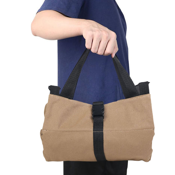 Roll Up Tool Bag  Water Resistant Tool Organizer Zipper Pouch for Electricians Repairman Khaki