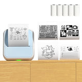 Mini Portable Bluetooth Thermal Sticker Printer for Photos Notes and Gifts Blue