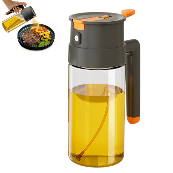 2-in-1 650ml Olive Oil Sprayer & Dispenser Bottle for Cooking Baking BBQ Black