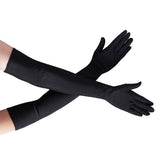 Satin Evening Gloves Long for Women Wedding Party and Cosplay Black