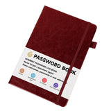 Password Book with A-Z Alphabet Tabs and Elastic Closure Red