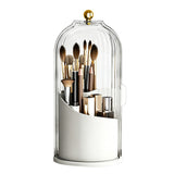 Toothbrush Holders with Sliding Lid Rotating Bathroom Organizer Countertop for Vanity Makeup Brushes Holder White