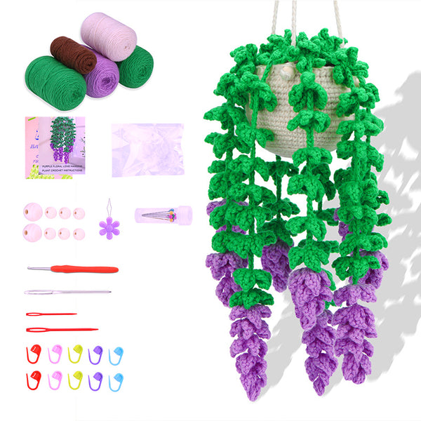 Knitting Kit for Beginners Hanging Potted Plants Needlework Starter Kit Style 1