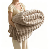 Soft Fleece Bubble Blanket for Sofa Bed Home Decor Khaki
