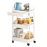 3 Tier Rolling Utility Cart Organizer with Removable Drawer for Bathroom Kitchen White