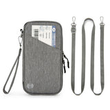 RFID Blocking Passport Holder Family Travel Card Organizer With Zipper Grey